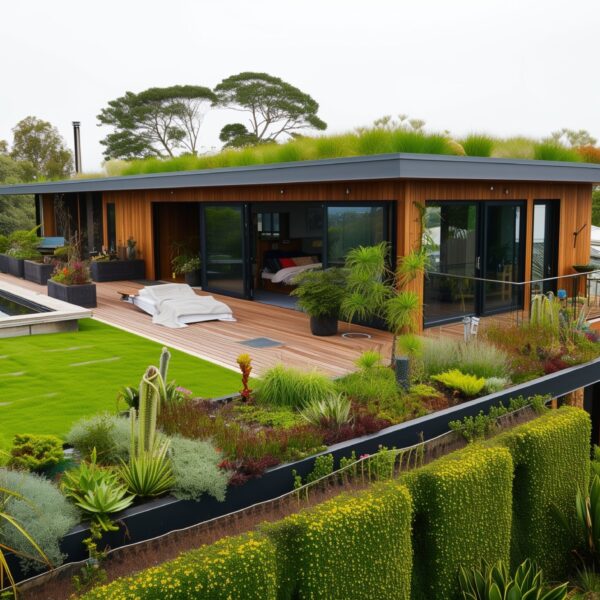 A sustainable craftsman home in Auckland, with a rooftop garden featuring native New Zealand plants